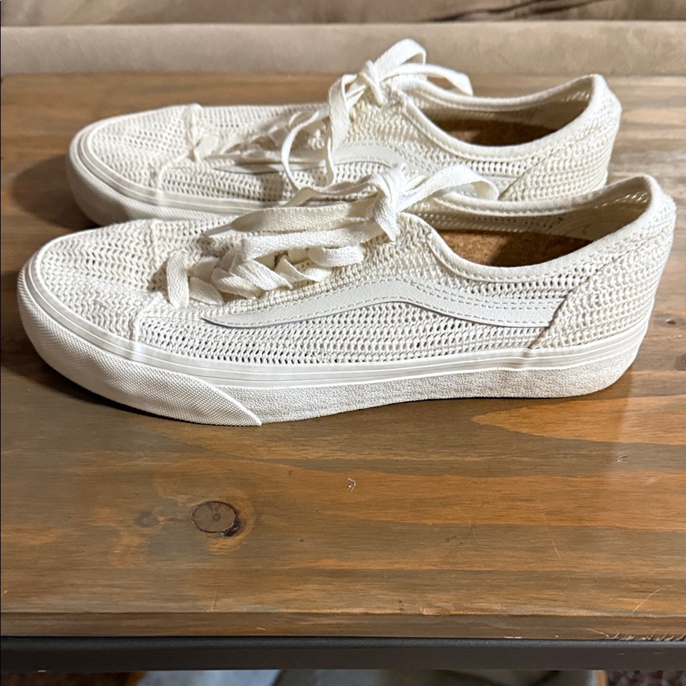 Vans Cream Knit Casual Sneakers
